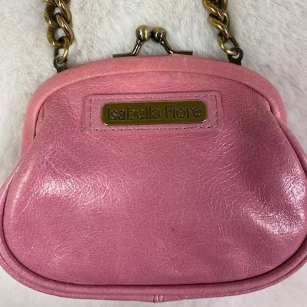 Isabella Fiore Pink Leather Chain Mini Bag w/Floral Appliques MSRP $158. - Picture 6 of 10